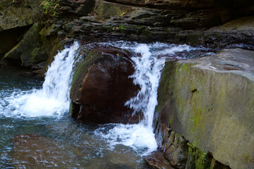 Girlish Tears waterfall on Zhonka River in Carpathian Mountains, Ukraine