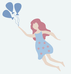 Girl and baloons vector illustration