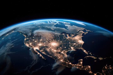 united states seen from space from orbit, planet earth, generative ai