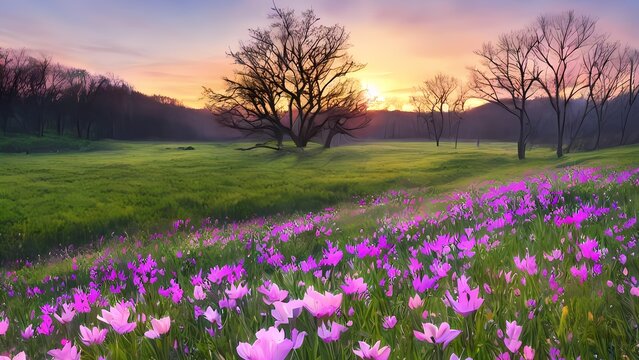  Colorful Spring Sunrise on Meadow © George Fontana