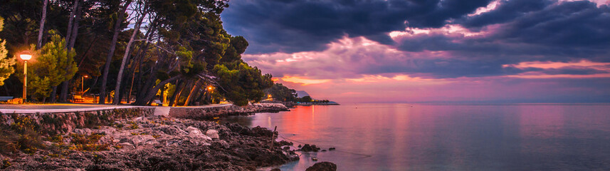  awesome summer sunset view in Croatia, Brela resort, Dalmatia, Europe... exclusive - this image is sold only on adobe stock		