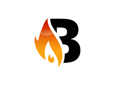 Vector illustration of abstract letter B with fire flames,
Letter B logo with creative cut and shape