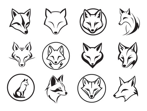 Fox head logo sketch hand drawn in doodle style illustration