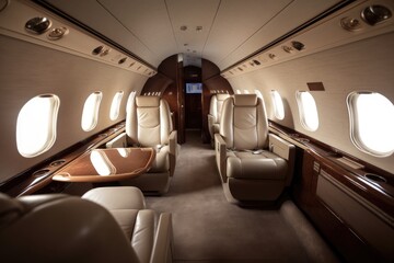 Fototapeta premium interior of a private airplane - Illustration created with Generative ai