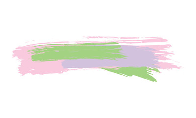Brush stroke composition element pink, yellow, green colours. Vector stock hand draw illustration isolated on white background for design template, border and frame. 