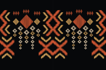 Fototapeta na wymiar Ethnic Ikat fabric pattern geometric style.African Ikat embroidery Ethnic oriental pattern black background. Abstract,vector,illustration.For texture,clothing,scraf,decoration,carpet.