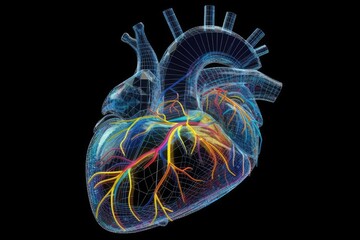 illustration of a human heart - Futuristic - Created with Generative ai