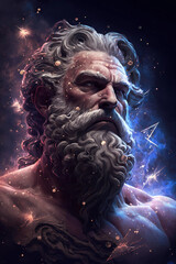 portrait of Zeus with a luminous background