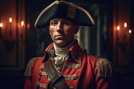 Portrait Of An English Redcoat Soldier. AI