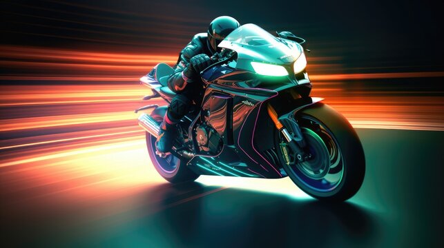 motorcycle in motion - Illustration created with Generative ai 