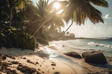 Fototapeta na wymiar Beautiful tropical summer beach - Created with Generative AI technology