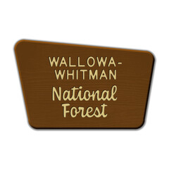 Wallowa-Whitman National Forest wood sign illustration on transparent background