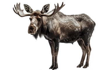 Snowy Moose with Transparent Background, AI Generative 