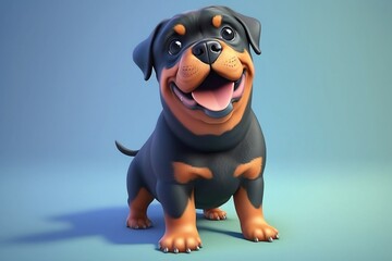 Cute cartoon Rottweiler puppy in a Pixar style