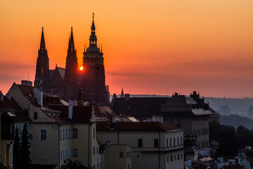 Early morning view of St. Vitus cathedral in Prague, Czech Republic