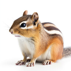 Chipmunk, wild striped rodent, cute animal, isolated on white background close-up, ai generative	