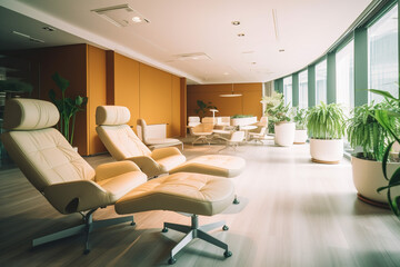 Cosy office lobby with orange wall