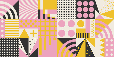 Obraz premium Trendy Colorful Geometric Pattern In 80s-90s Styles.