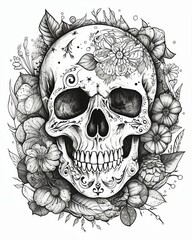 Fototapeta premium Funny Patterns For Coloring Book on White Background, colouring pages, colouring paper, portraits of people, flowers, pictures of animals created with Generative AI technology
