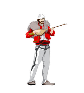 Albanian folk music instruments, men playing &Ccedil;ifteli traditional music folk