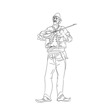 Albanian folk music instruments, men playing &Ccedil;ifteli traditional music folk