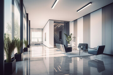 Office lobby with stair