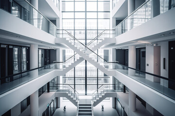 Fototapeta premium Modern offices on several floors and stairs