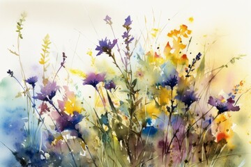 Obraz na płótnie Canvas Abstract wild flowers. Generate Ai