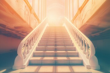 Ascending stairs to the sun. Generate Ai