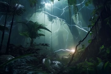 Fototapeta premium Lightnings in Future Rainforest 