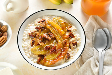 Caramelized banana oatmeal bowl