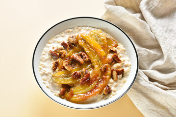 Caramelized banana oatmeal bowl