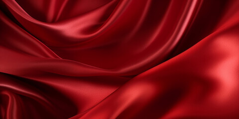Plakat Red silk texture elegant background generative AI technology