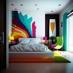 modern design colorful bedroom