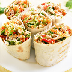 Tortilla wraps with chicken and vegetables