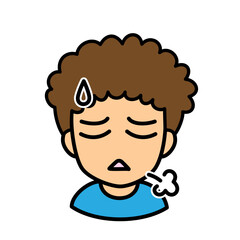 ブログで使えるアイコン　ベクター版　男性02天然パーマ　落ち込み顔
