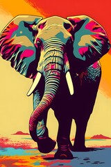 Pop Art Portrait of an elephant, generative ai, generative, ai