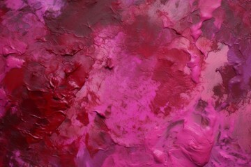 Black red rough surface. Toned old concrete wall. Viva magenta color. Trend 2023. Close-up. Grunge background for design. Distressed, cracked, broken, crumbled, damaged, dilapidated. Backdrop.