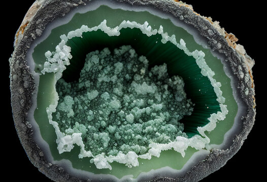 beautiful multi tonal green geode cross section