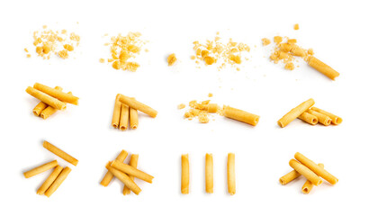 Crunchy Wafer Sticks Isolated on White Background