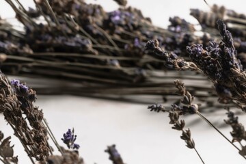 Background Dried Lavender Branches Natural Floral Arrangement. Generative AI