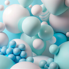 Whimsical Flight: Exploring an Abstract Balloon Background in Baby Blue