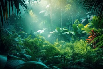 Fototapeta na wymiar Jungle rain forest. Generate Ai