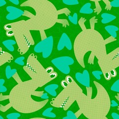 Cartoon animals dragon seamless crocodile dinosaur pattern for wrapping paper and fabrics and linens and kids