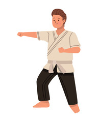 little boy practicing karate