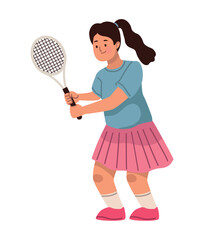 Obraz na płótnie Canvas little girl practicing tennis