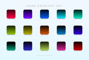 Collection of colorful smooth dark gradient backgrounds for graphic design. Vector illustration