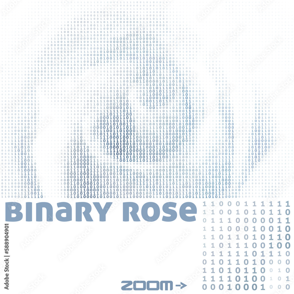 Aufkleber Binary code rose by ones and zeros. Digital vector graphic art