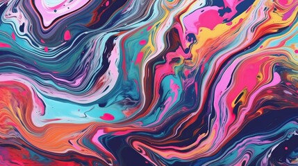 Obraz premium Abstract Colorful Swirling Paint Texture Background Generative AI