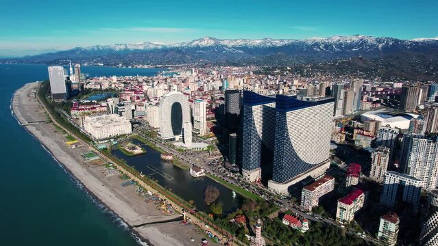 Batumi city, Georgia. Orbi city buildings in Batumi.
